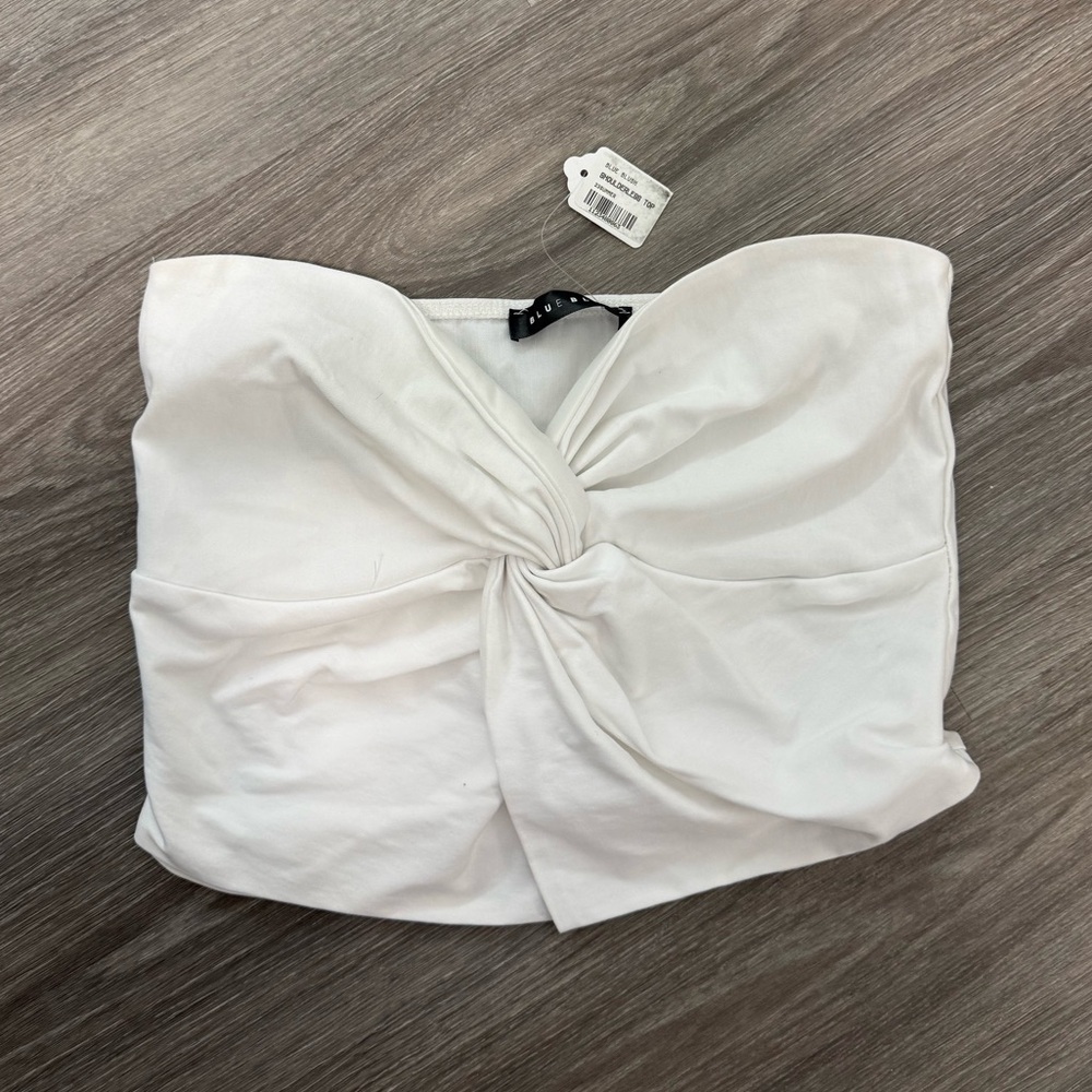 Blue Blush Shoulderless Top